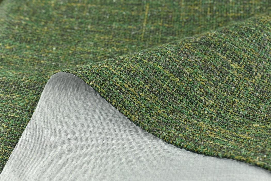 Heavy Weight Linen Blend Green Black Multi Colored Sofa Fabric|Modern Textured Woven Fabric For Dining Chair|Fabric By The Yard