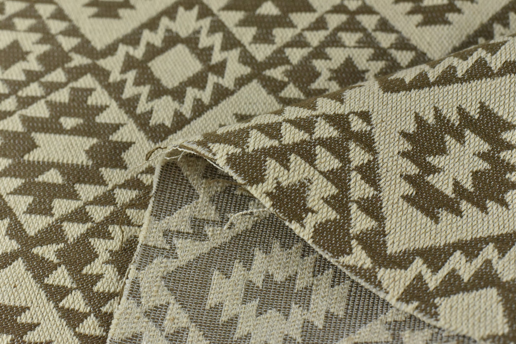 Heavy Weight Vintage Cotton Blend Ethnic Aztec Pattern Geometric Upholsetry Fabric For Chair|Red/Brown/Cream Tribal Woven Fabric For Curtain