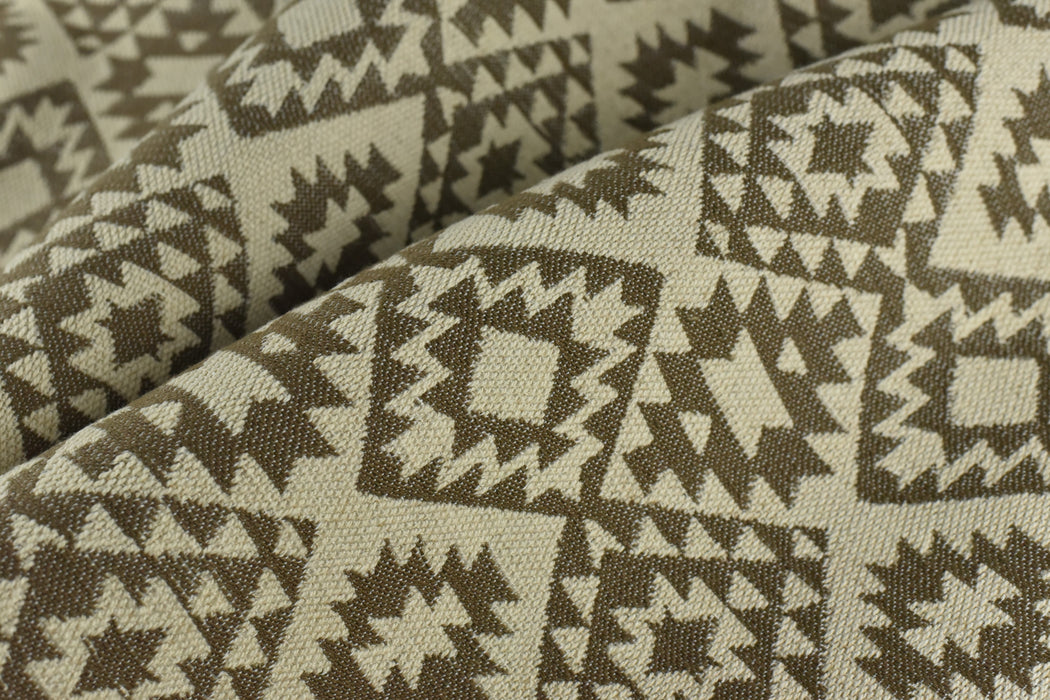 Heavy Weight Vintage Cotton Blend Ethnic Aztec Pattern Geometric Upholsetry Fabric For Chair|Red/Brown/Cream Tribal Woven Fabric For Curtain