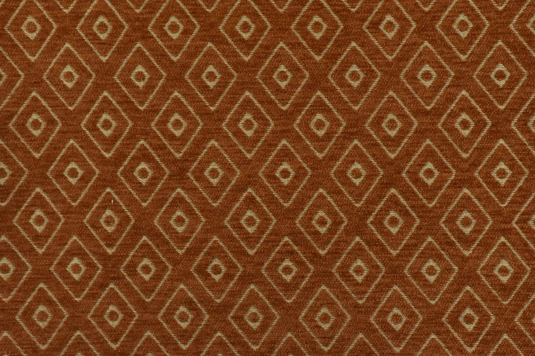 Mid Century Modern Rust Brown Vintage Geometric Chenille Upholstery Fabric For Chair Curtain|Small Diamond Pattern Furniture Reupholstery