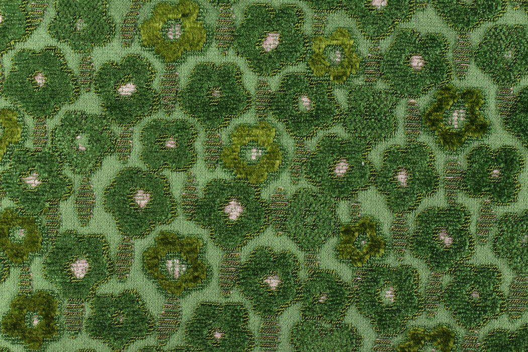 Designer Heavy Weight Blue and Green Raised Floral Cut Velvet Upholstery Fabric|Luxury Green Chartruse Furniture Fabric For Chair Couch