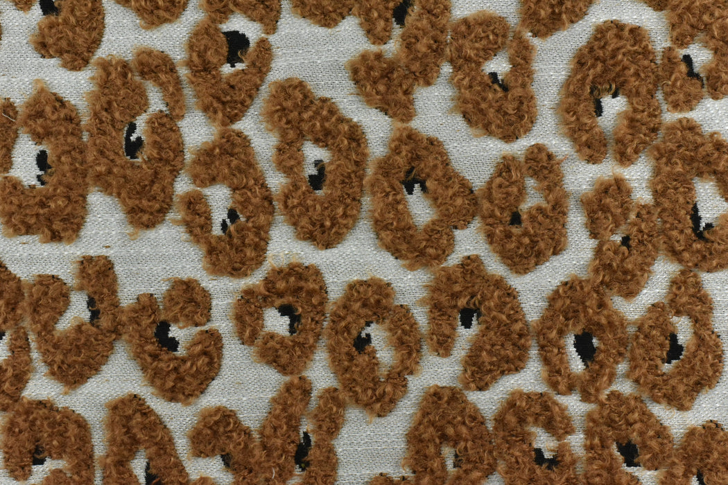 Heavy Weight Olive Grey Leopard Geometric Boucle Upholstery Fabric For Chair|Vintage Textured Abstract Animal Skin Fabric for Ottoman