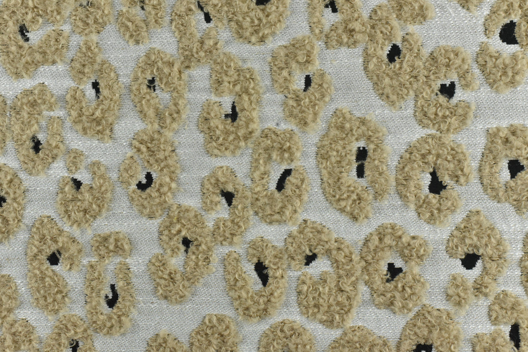 Heavy Weight Olive Grey Leopard Geometric Boucle Upholstery Fabric For Chair|Vintage Textured Abstract Animal Skin Fabric for Ottoman