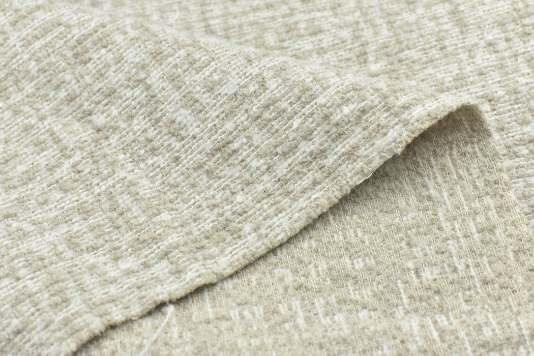 Heavy Weight Cream Brey Boucle Textured Wool Blend Upholstery Fabric For Dining Chair|High End Plain Woven Fabric For Cushion Sofa Couch