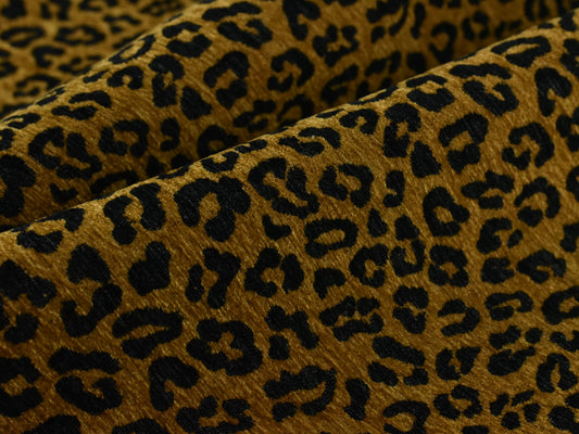 Modern Leopard Pattern Luxury Gold Chenille Upholstery Fabric|Exotic Animal Woven Jacquard Upholstery Fabric for Furniture and Pillows