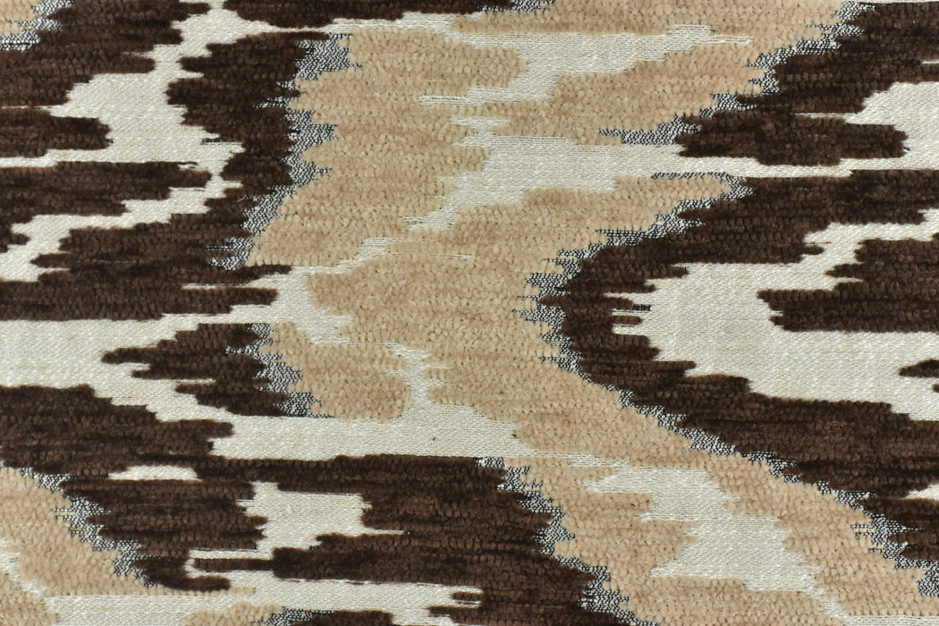 Heavyweight Vintage Black White Beige Wavy Ikat Pattern Chenille Woven Upholstery Fabric For Chair|Raised Abstract Geometric Jacquard Fabric