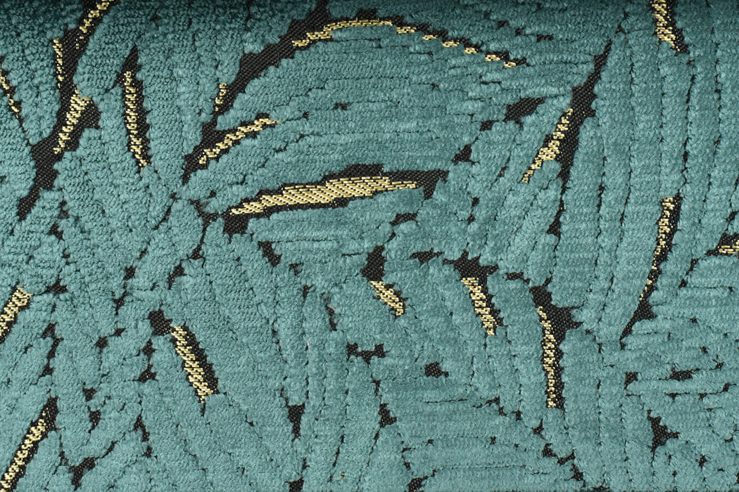 Heavy Weight Leaf Pattern Antique Gold Cut Velvet Upholstery Fabric For Chair|Luxury 3D Raised Botanical Furniture Fabric For Couch Ottoman