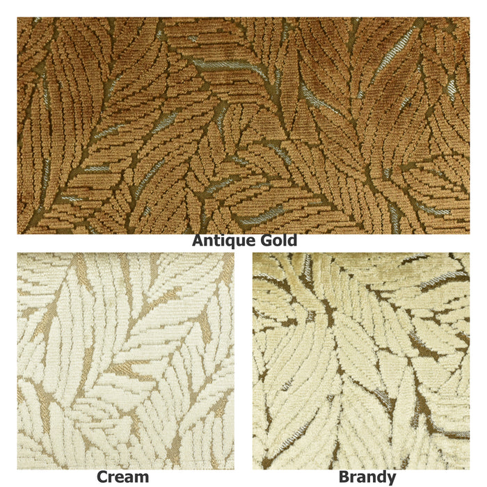Heavy Weight Leaf Pattern Antique Gold Cut Velvet Upholstery Fabric For Chair|Luxury 3D Raised Botanical Furniture Fabric For Couch Ottoman