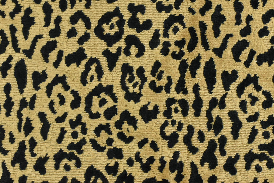 Heavy Weight 75% Cotton Black Gold Leopard Cut Velvet Upholstery Fabric|Cheetah Geometric Animal Luxury Furniture Fabric For Ottoman Chair