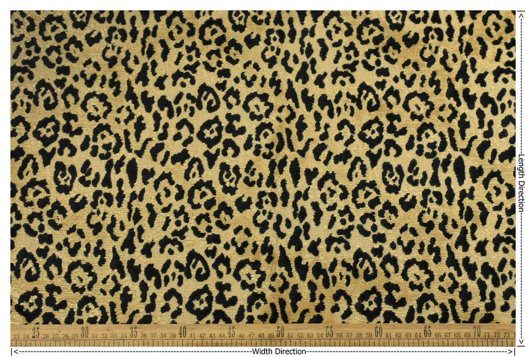Heavy Weight 75% Cotton Black Gold Leopard Cut Velvet Upholstery Fabric|Cheetah Geometric Animal Luxury Furniture Fabric For Ottoman Chair