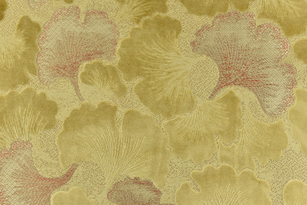 Heavy Weight Ginkgo Biloba Leaves Pattern Cut Velvet Upholstery Fabric For Chair Cushion|Designer Home Decor Floral Velvet Fabric For Pillow