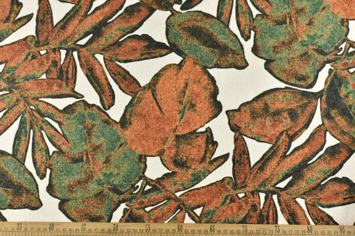 Sage Green and Rust Abstract Autumn Leaves Print On Jacquard Woven Upholstery Fabric and Drapery Fabric|Heavy Soft Fabric For Chair Curtain