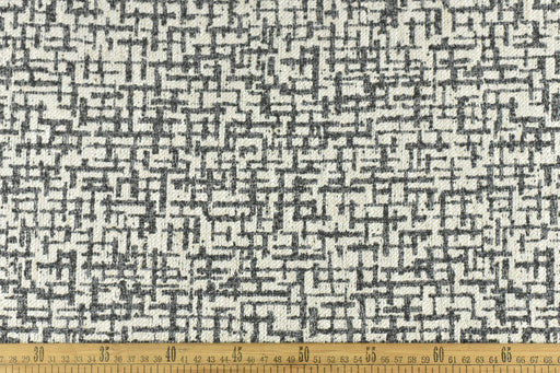 Wool Linen Blend Abstract Geometric Cream Charocal Luxury Textured Upholstery Fabric|Modern Heavy Weight Fabric For Chairs,Sofa,Cushion