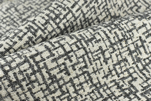 Wool Linen Blend Abstract Geometric Cream Charocal Luxury Textured Upholstery Fabric|Modern Heavy Weight Fabric For Chairs,Sofa,Cushion