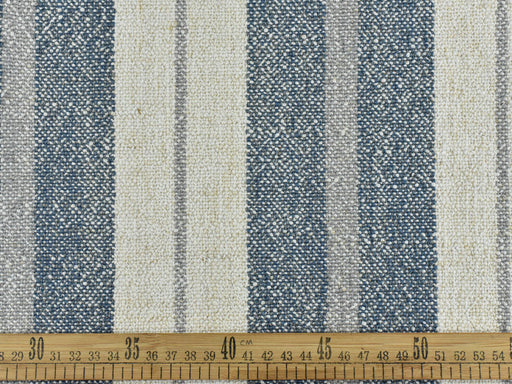 Vintage Grain Sack Fabric Extra Heavy Weight Cotton Linen Blend Cream Blue Stripped Chunky Upholstery Fabric By The Yard 57" 850 GSM