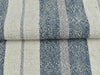 Vintage Grain Sack Fabric Extra Heavy Weight Cotton Linen Blend Cream Blue Stripped Chunky Upholstery Fabric By The Yard 57" 850 GSM