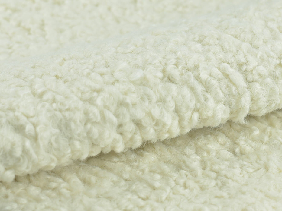 OFF Cream Sherpa Fabric Suede Backing Natural Sheepskin Faux Fur Upholstery Fabric|Heavy&Chunky Curly Textured Fleece Upholstery Fabric