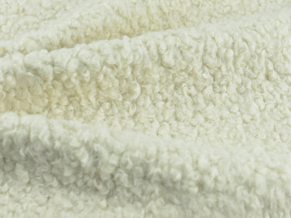 OFF Cream Sherpa Fabric Suede Backing Natural Sheepskin Faux Fur Upholstery Fabric|Heavy&Chunky Curly Textured Fleece Upholstery Fabric