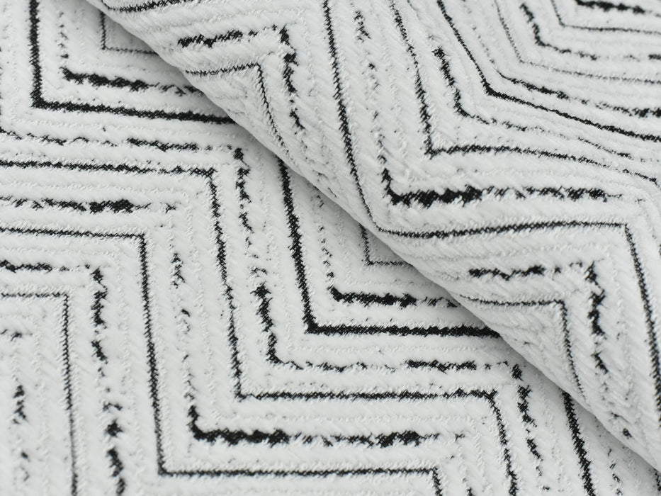 Black and White Chenille Herringbone Chevron Upholstery Fabric|Heavy Furniture Fabric By The Yard