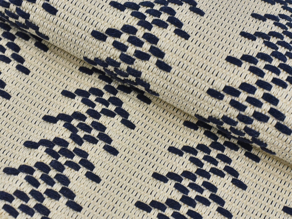 Heavy Weight Geometric Pillow Upholstery Fabric|Jacquard Cotton Fabric|Vintage Tapestry Fabric|Tablecloth Fabric|Furniture fabric Navy Blue