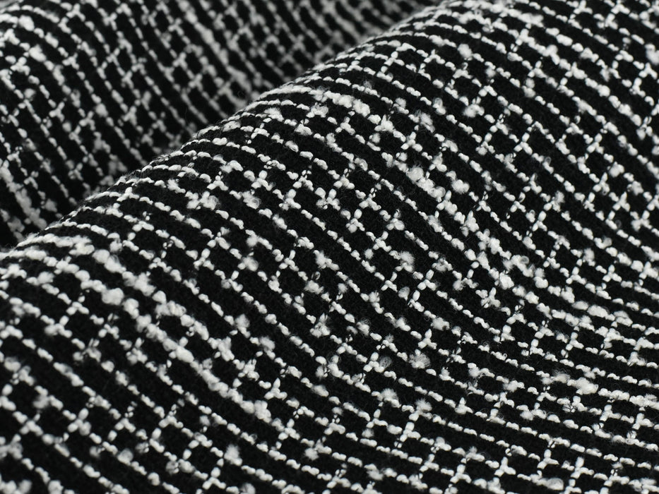 Black And White Tweed Design Textured Boucle Upholstery Fabric For Chair Couch Pillow-Adorable And Very Stylish