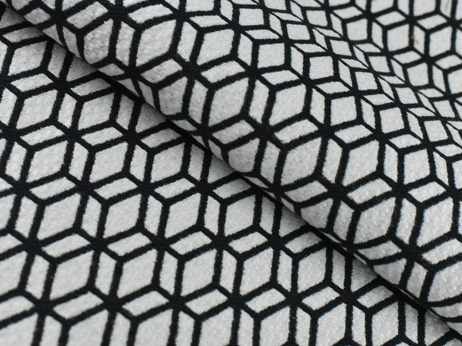 Abstract Seamless Geometric Uphostery Fabric In Black and White|Jacquard Geometric Vector Texture Fabric|Boho Home Decor Fabric By Yard