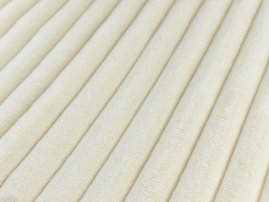 Plushed Ribbed Fabric In Natural White|Faux Fur Fabric|Wide Strip Fabric For Pillow Case,Dolls,Bedding,Drapery,Light Home Decor DIY