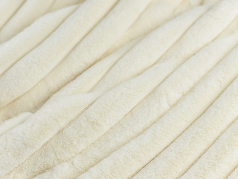 Plushed Ribbed Fabric In Natural White|Faux Fur Fabric|Wide Strip Fabric For Pillow Case,Dolls,Bedding,Drapery,Light Home Decor DIY