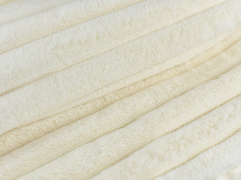 Plushed Ribbed Fabric In Natural White|Faux Fur Fabric|Wide Strip Fabric For Pillow Case,Dolls,Bedding,Drapery,Light Home Decor DIY