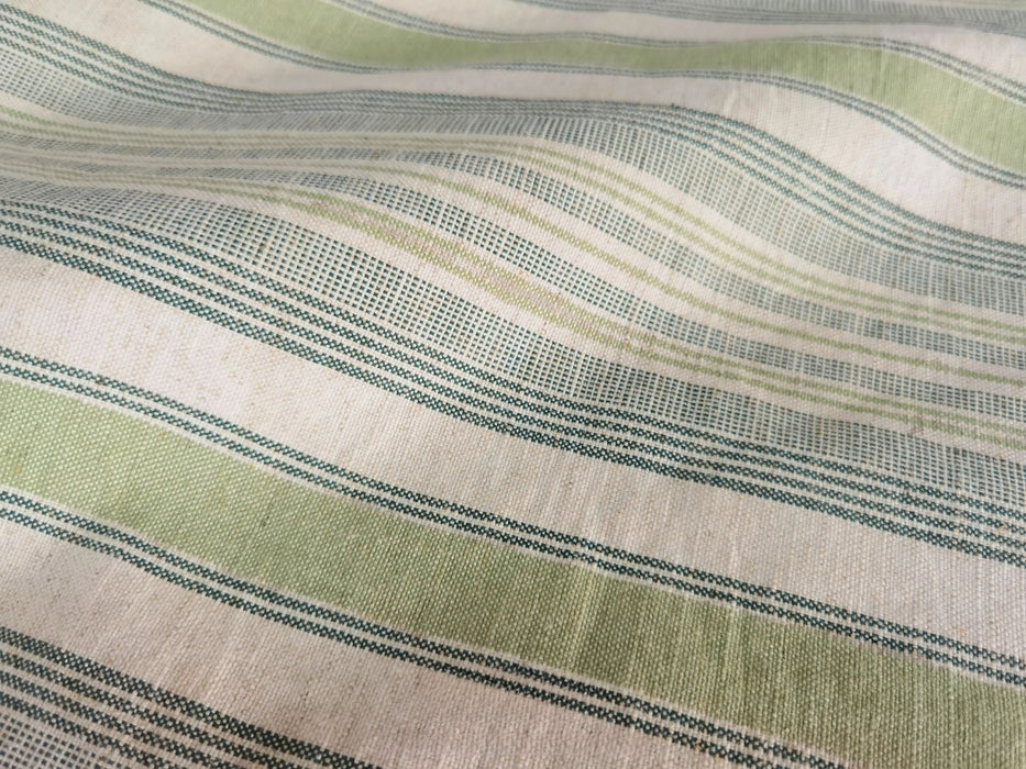 Green Cotton Linen Stripe Jacquard Upholstery&Drapery Fabric|Vintage Ticking Fabric Upholstery For Chair Pillow|Rustic Farmhoue Fabric