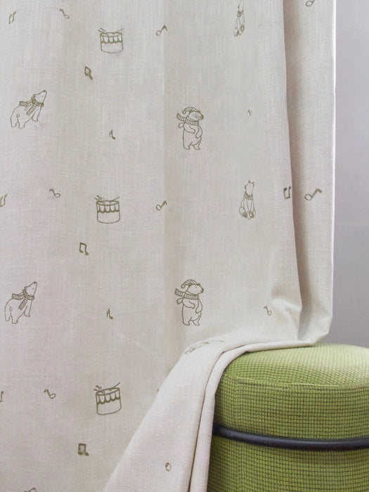 Kids Curtain Fabric Cotton Linen Blended Animal Embroidery Upholstery Fabric|Furnishing Fabric For Pillow|Natural Cream Drapery Fabric