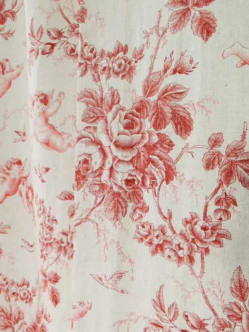 Vintage French Pink Floral Cotton Linen Upholsetry Curtain Fabric |Rustic Drapery Curtain Table Cloth Fabric Material|Fabric By The Yard