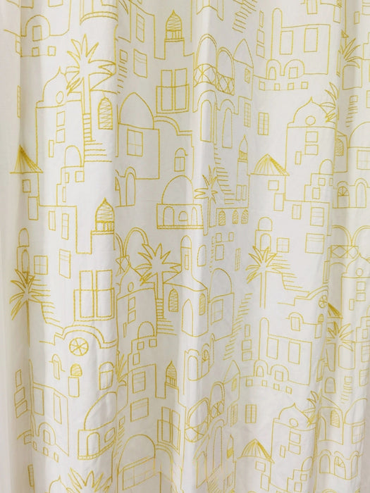 Embroidered Cotton Curtain Fabric|Tropical Upholstery Fabric For Kids|Coconut Tree And House Upholsetry Fabric For Table,Pillow,Bedding