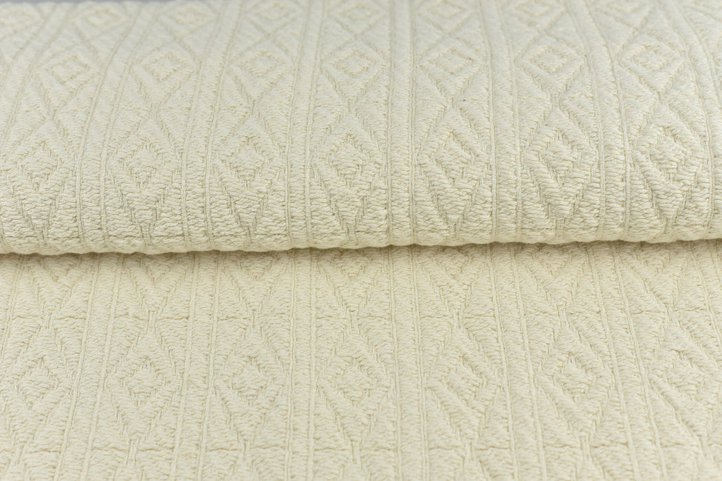 100% Pure Cotton Heavy Weight Diamond Geometric Upholstery Fabric|Cream White Jacquard Upholstery Fabric For Bedding,Chair,Couch-52"W/760GSM