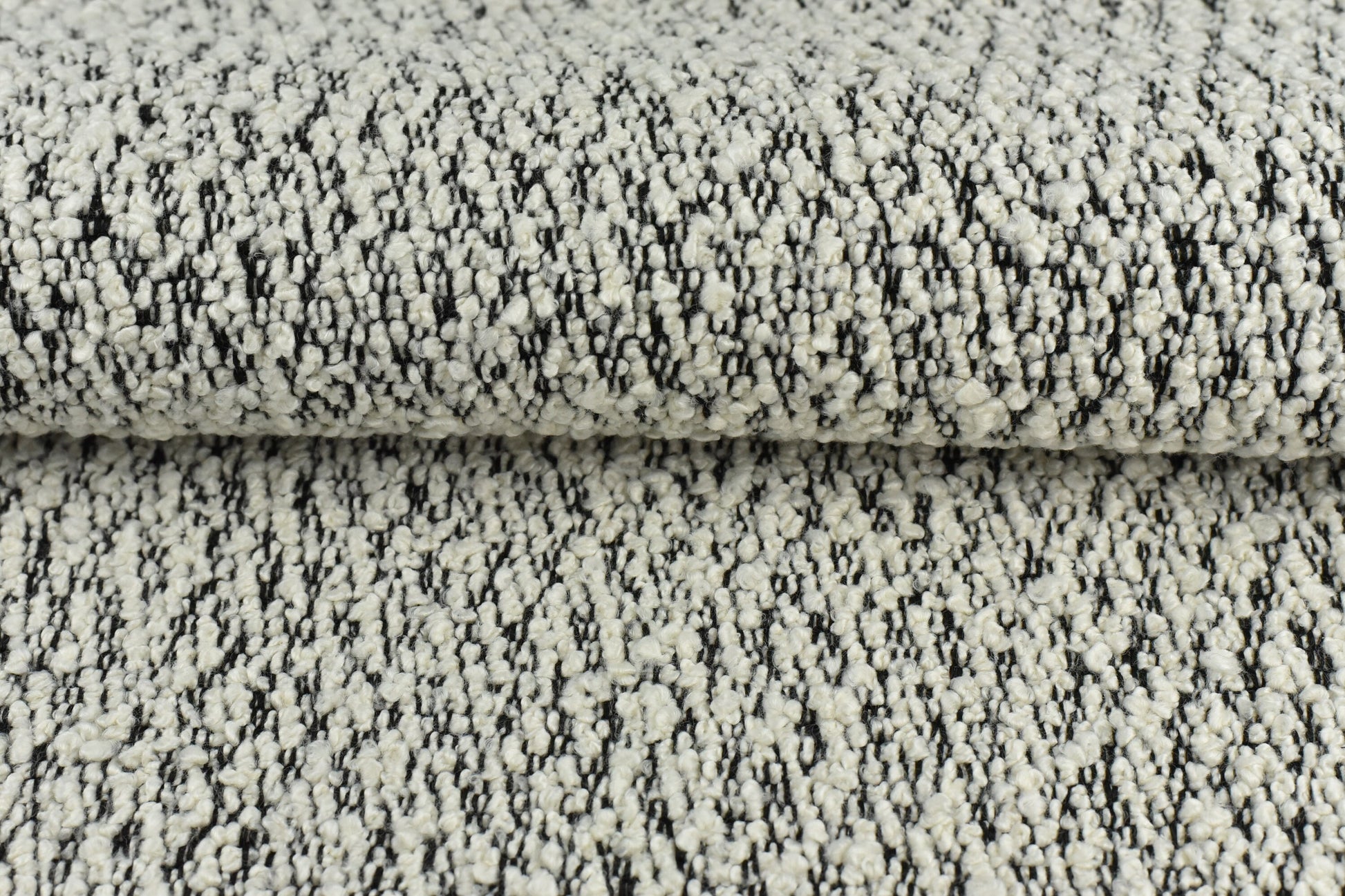 Extra Heavy Weight Big Curl Boucle Textured Upholstery Fabric in Black and White|Designer Boucle Fabric For Furniture Chair Sofa 55"/970GSM