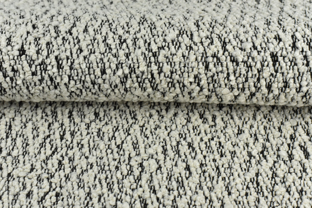 Extra Heavy Weight Big Curl Boucle Textured Upholstery Fabric in Black and White|Designer Boucle Fabric For Furniture Chair Sofa 55"/970GSM