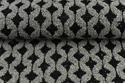 Extra Heavy Weight Geometric Boucle Textured Upholstery Fabric in Black and Grey|Home Decor Unique Jacquard Fabric By The Yard 55"/860GSM