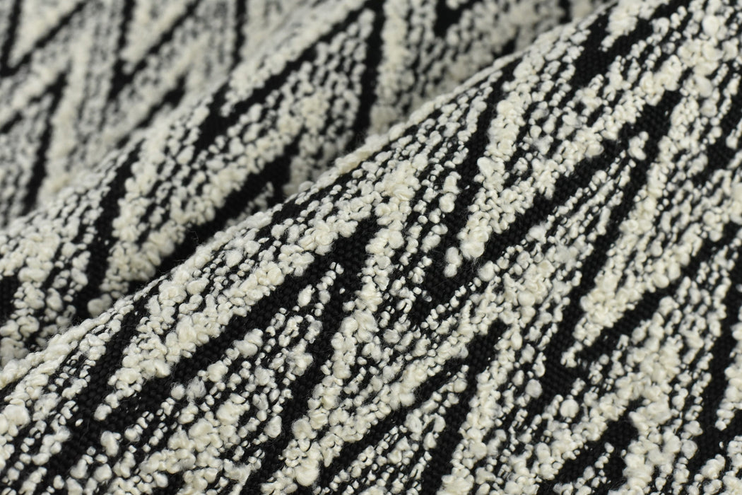 Extra Heavy Weight Herringbone Boucle Textured Upholstery Fabric in Black and White|Designer Geometric Boucle Fabric By The Yard 55"/860GSM