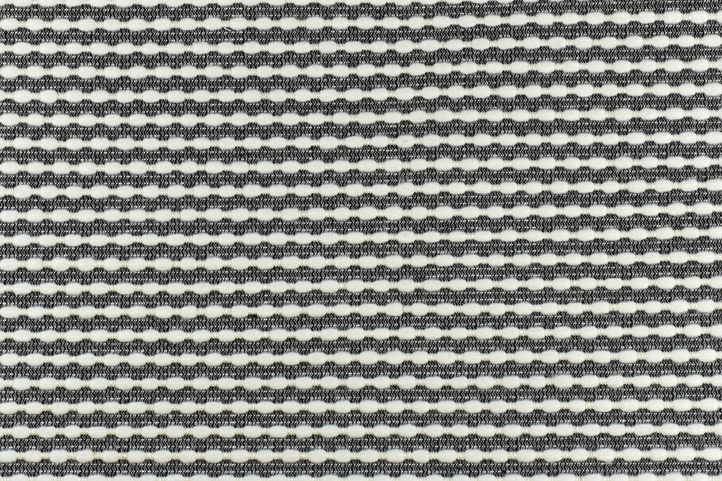 Natural White and Black Wool Linen Two Tone Striped Upholstery Fabric|Rich Textured Boucle Upholstery Fabric -55"W/652GSM