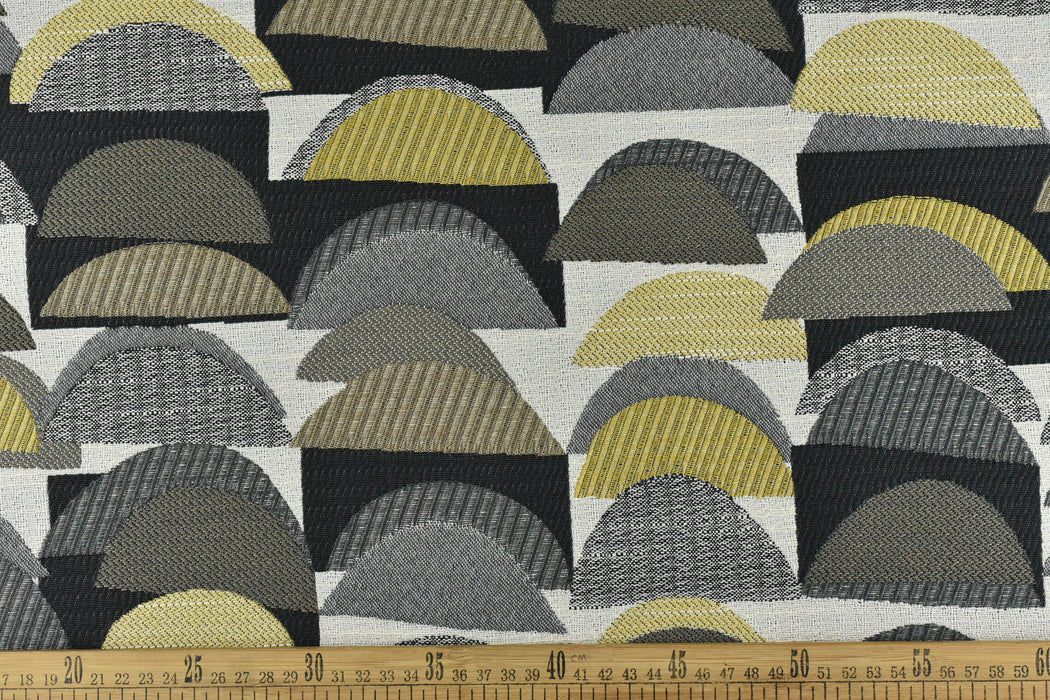 Geometric Half Moon Jacquard Upholstery Fabric in Taupe|Yellow Green Upholstery Fabric For Dining Chair,Sofa, Couch