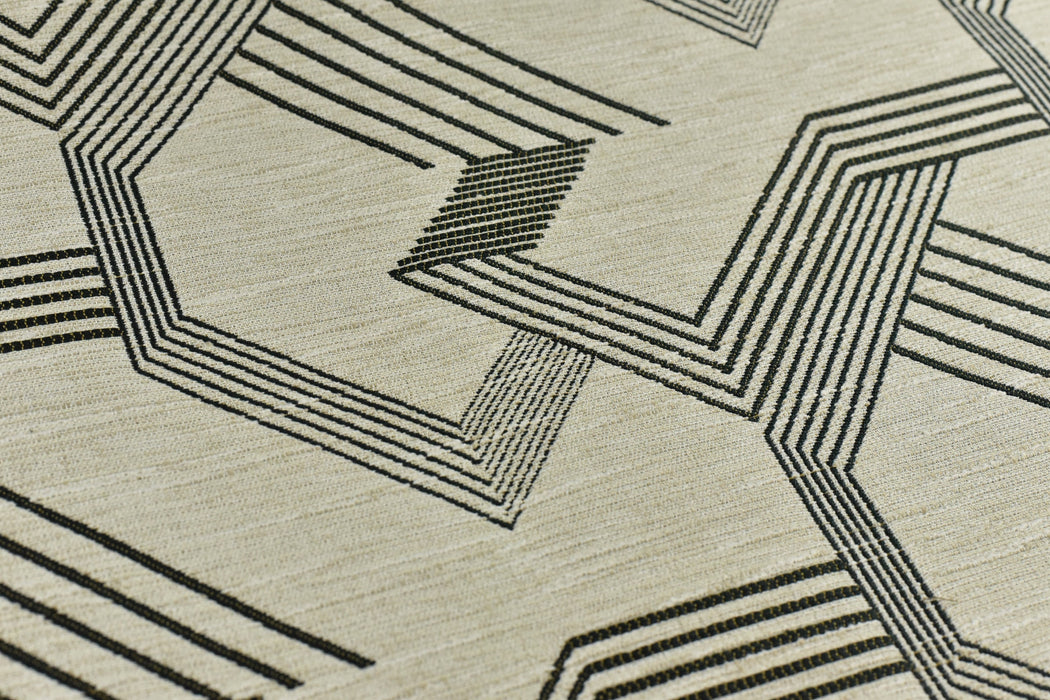 Stylish Stripe Pattern Jacquard Upholstery Fabric in Black Cream|Abstract Geometric Upholstery Fabric For Dining Chair,Sofa, Couch