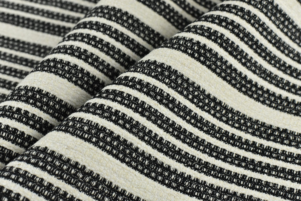 Heavy Linen and Orgaic Cotton Blended Striped Textured Upholstery Fabric in Black and White|Vintage Upholstery Fabric For Chair By The Yard