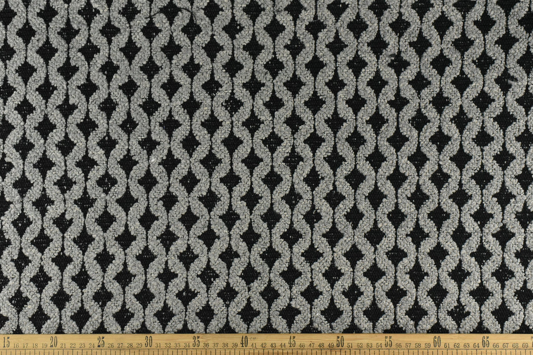 Extra Heavy Weight Geometric Boucle Textured Upholstery Fabric in Black and Grey|Home Decor Unique Jacquard Fabric By The Yard 55"/860GSM