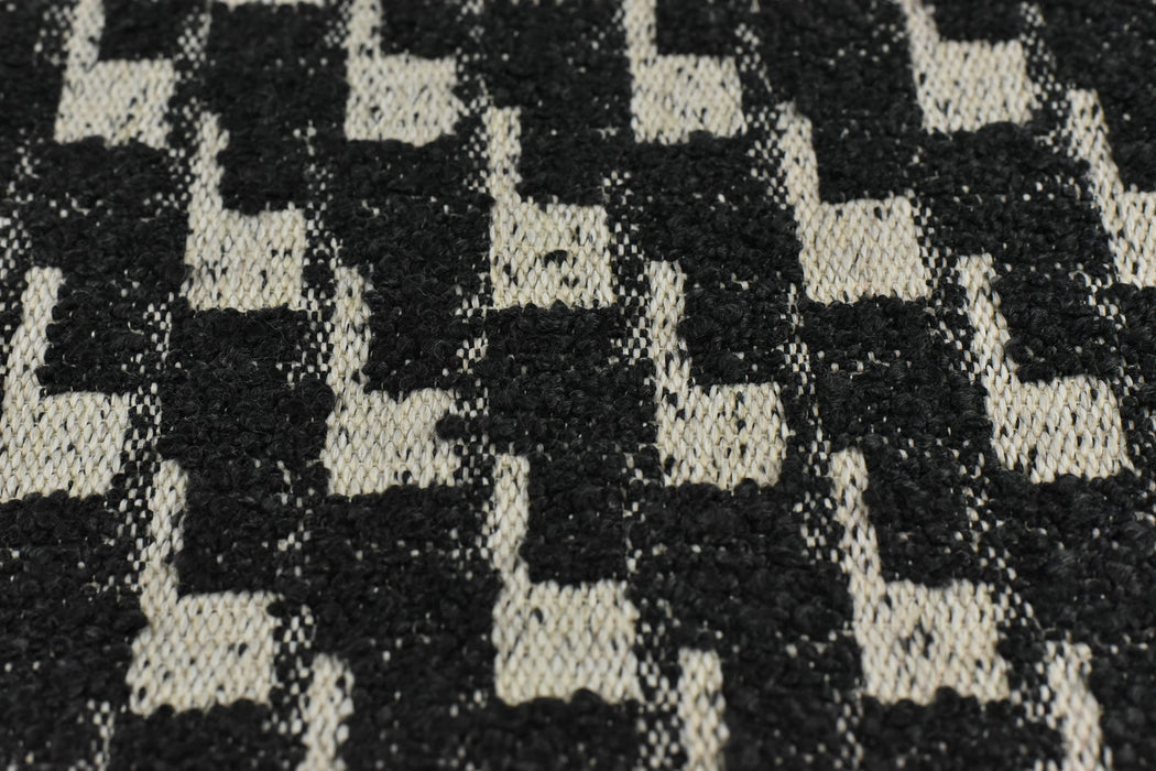 Geometric Pattern Heavy Duty Boucle Upholstery Fabric in Black and White|Cotton Blended Thick Furniture Upholstery Fabric For Chair Couch