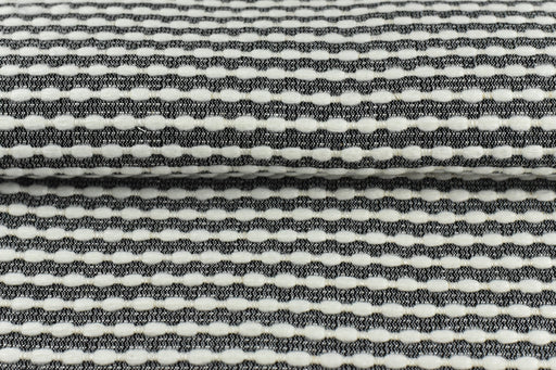 Natural White and Black Wool Linen Two Tone Striped Upholstery Fabric|Rich Textured Boucle Upholstery Fabric -55"W/652GSM