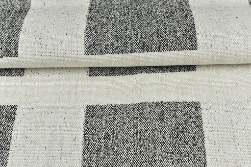 Large Geometric Cotton Linen Upholstery Fabric in Black White|Square Pattern Textured Upholstery Fabric For Chair By The Yard -55"W/656GSM