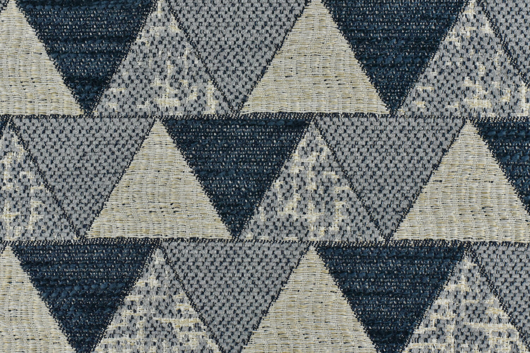 Autumn 2023 New Triangle Geometric Textured Jacquard Upholstery Fabric In Navy Blue Cream Grey|Heavy Duty Home Decor Fabric For Chair Pillow