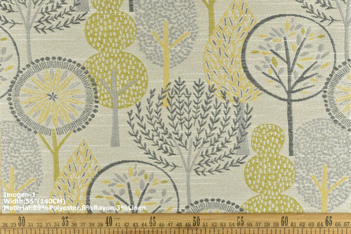 Home Decor Yellow Cream Plant Foral Geometric Strip Pattern Cotton Linen Blend Upholstery Fabric Material For Chair Couch Bench Pillow