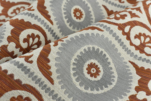 Vintage Exotic Suzani Pattern Geometric Upholstery Fabric in Rust Brown Grey|Tribal Upholstery Fabric For Dining Chair,Sofa, Couch,Pillow