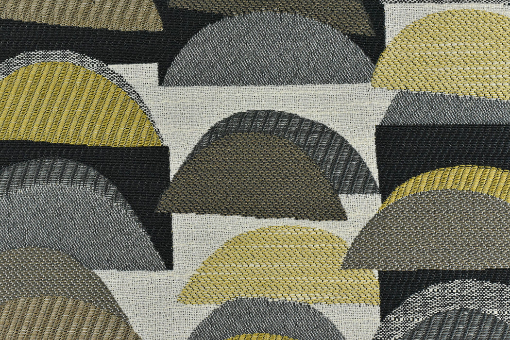 Geometric Half Moon Jacquard Upholstery Fabric in Taupe|Yellow Green Upholstery Fabric For Dining Chair,Sofa, Couch